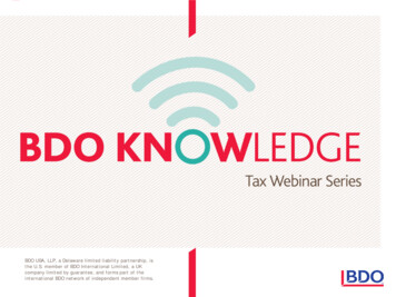 BDO KNOWLEDGE Tax Webinar Series Final IRC §263(a) Tangible Property .