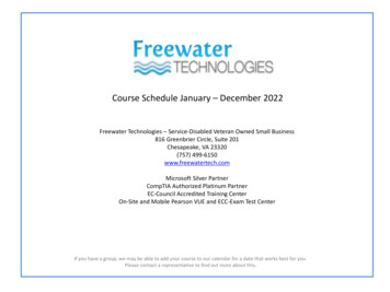 Course Schedule January - December 2022 - Freewater Technologies