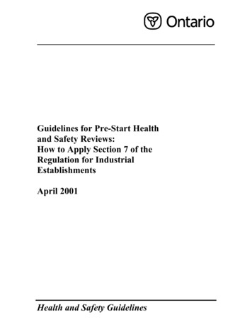 Guidelines For Pre-Start Health And Safety Reviews: How To . - Palero