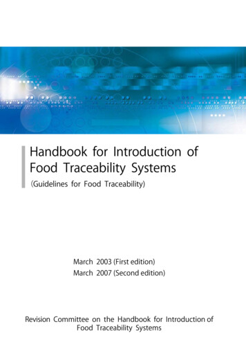 Handbook For Introduction Of Food Traceability Systems - MAFF