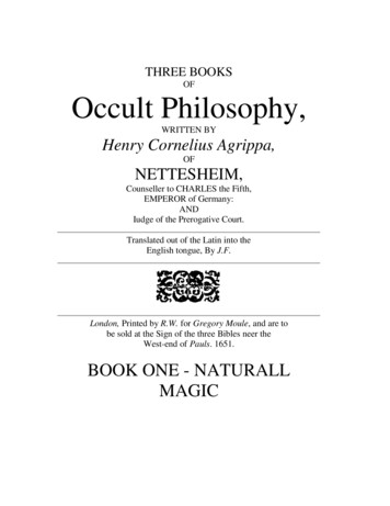 THREE BOOKS Occult Philosophy, - Internet Archive