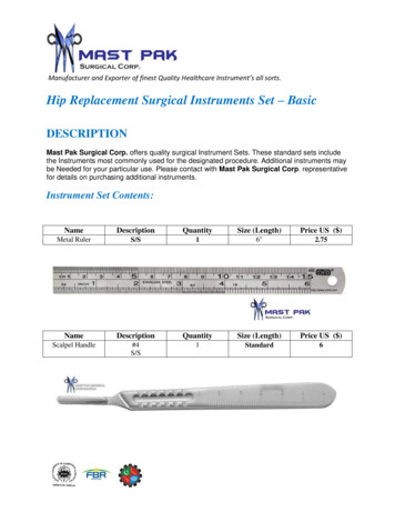 Hip Replacement Surgical Instruments Set Basic - MAST PAK SURGICAL CORP