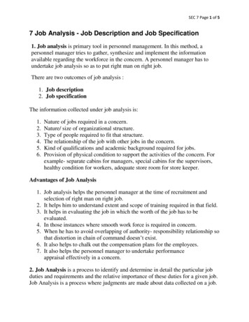 7 Job Analysis - Job Description And Job Specification - AIU