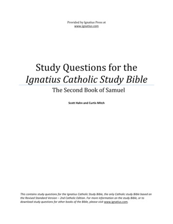Study Questions For The Ignatius Catholic Study Bible