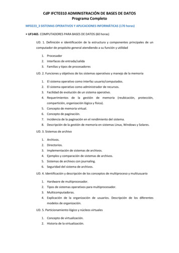 CdP IFCT0310 ADMINISTRACIÓN DE BASES DE DATOS Programa Completo