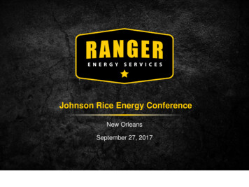 Johnson Rice Energy Conference - Ranger Energy
