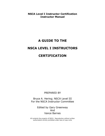 A Guide To The Nsca Level I Instructors Certification - Nssa-nsca
