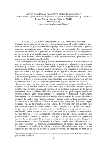 APROXIMACIÓN AL CONCEPTO DE LEXICALIZACIÓN Diacronía, Lengua Española Y .