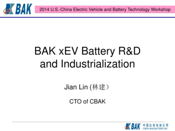 BAK XEV Battery R&D And Industrialization - Argonne National Laboratory