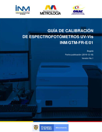 GUÍA DE CALIBRACIÓN DE ESPECTROFOTÓMETROS UV-Vis INM/GTM-FR-E/01