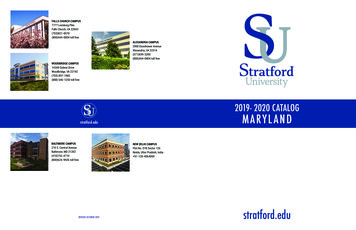 2019- 2020 CATALOG MARYLAND - Stratford University
