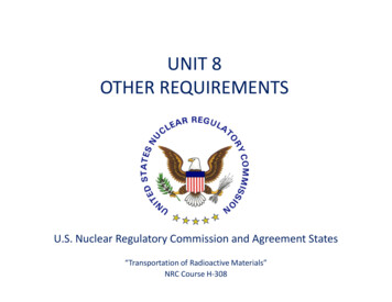 UNIT 8 OTHER REQUIREMENTS - Nuclear Regulatory Commission