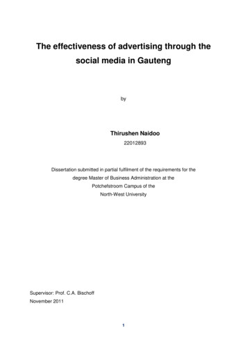 The Effectiveness Of Advertising Through The Social Media In Gauteng