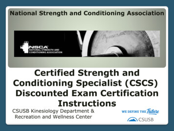 Certified Strength And Conditioning Specialist (CSCS) Discounted Exam .