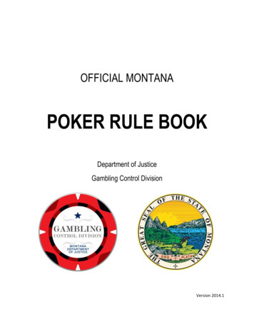POKER RULE BOOK - Montana Department Of Justice