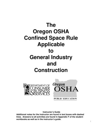 The Confined Space Rule Applicable To General Industry And Construction
