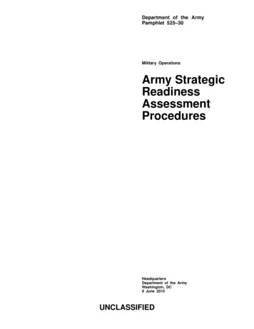 Military Operations Army Strategic Readiness Assessment Procedures
