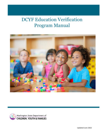 DCYF Education Verification Program Manual