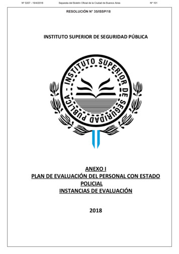 Anexo I Plan De Evaluación Del Personal Con Estado Policial Instancias .