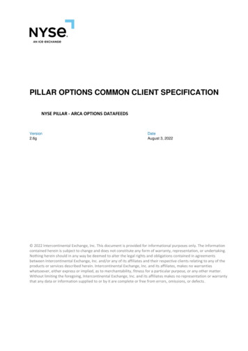 PILLAR OPTIONS COMMON CLIENT SPECIFICATION - New York Stock Exchange