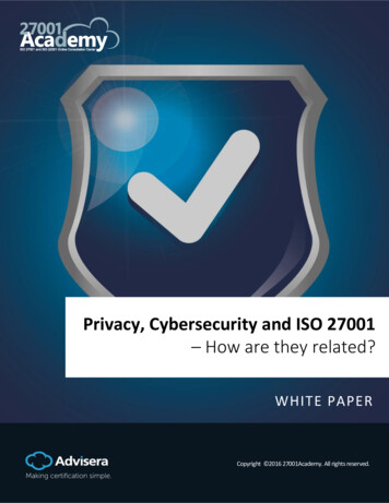Privacy, Cybersecurity And ISO 27001 - Advisera