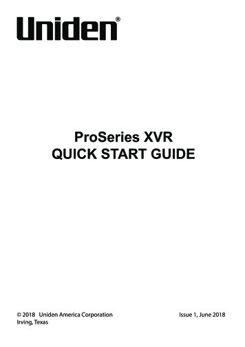 ProSeries XVR QUICK START GUIDE - Uniden.info