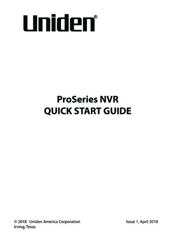 ProSeries NVR QUICK START GUIDE - Uniden.info