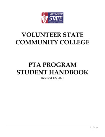 Volunteer State Community College Pta Program Student Handbook