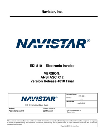 EDI 810 - Electronic Invoice VERSION: ANSI ASC X12 Version Release 4010 .