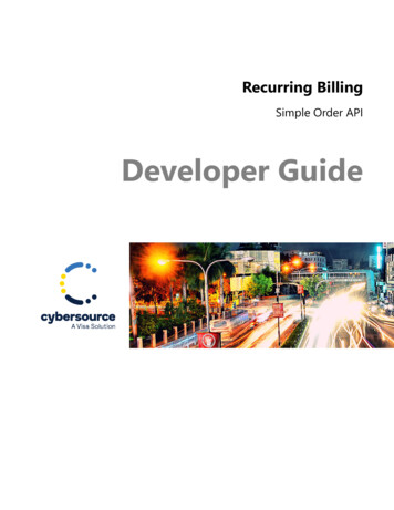 Recurring Billing Developer Guide Simple Order API - CyberSource