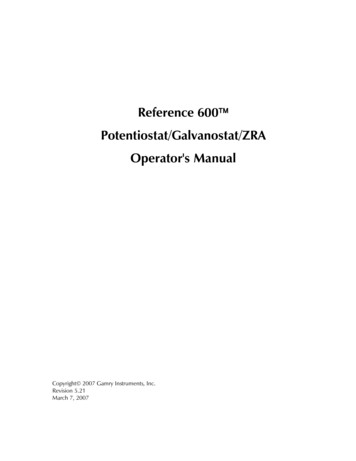 Reference 600 Potentiostat/Galvanostat/ZRA Operator's Manual - Egmont