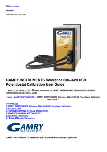 GAMRY INSTRUMENTS Reference 600 /620 USB Potentiostat . - Manuals 