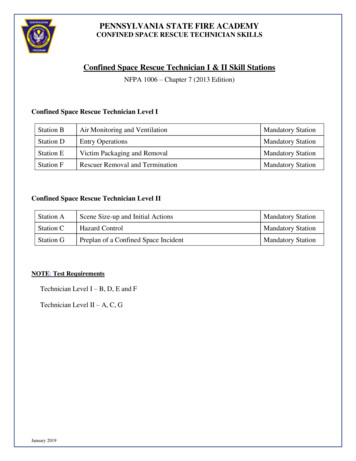 Rescue Technician - Confined Space Skill Sheets - Office Of The State .