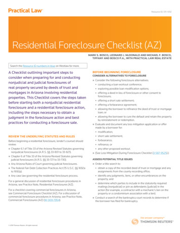 Residential Foreclosure Checklist (AZ)