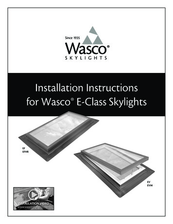 Installation Instructions For Wasco E-Class Skylights