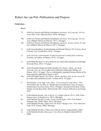 Robert Jan Van Pelt Publications And Projects - Uwaterloo.ca