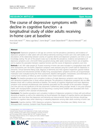 The Course Of Depressive Symptoms With Decline In Cognitive Function .
