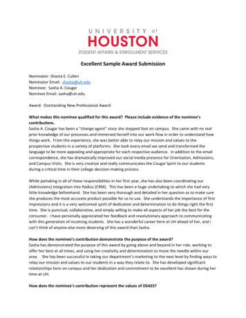 Excellent Sample Award Submission - University Of Houston
