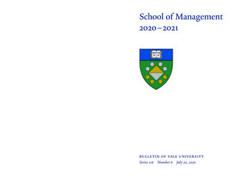 School Of Management - Bulletin Of Yale University