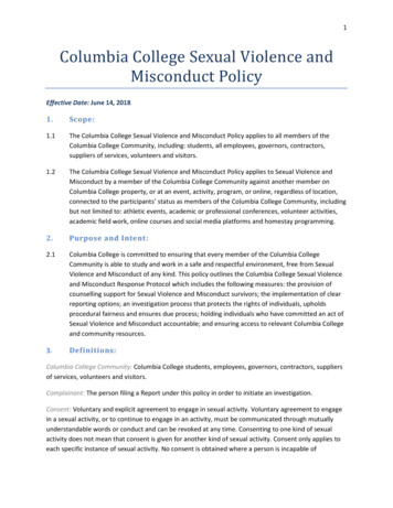 Columbia College Sexual Violence And Misconduct Policy