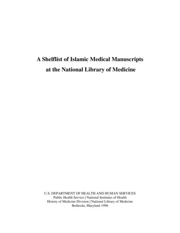 A Shelflist Of Islamic Medical Manuscripts At The National Library Of .
