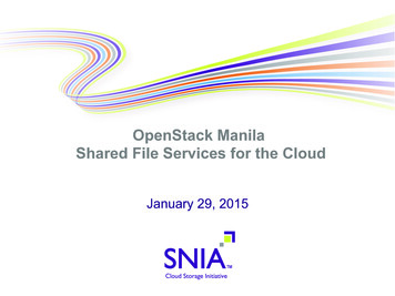 OpenStack Manila Shared File Services For The Cloud PRESENTATION TITLE .