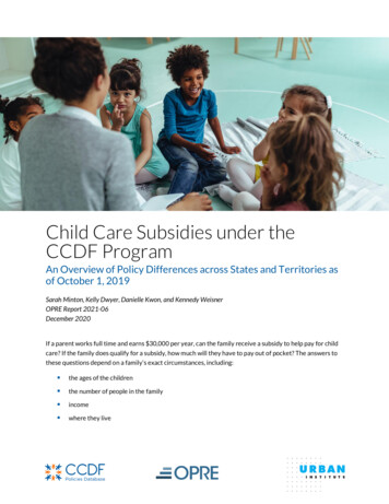 Child Care Subsidies Under The CCDF Program
