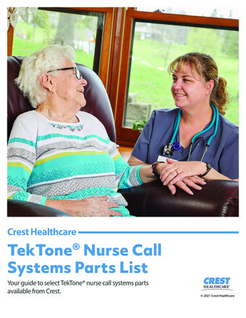 Crest Healthcare TekTone Nurse Call Systems Parts List