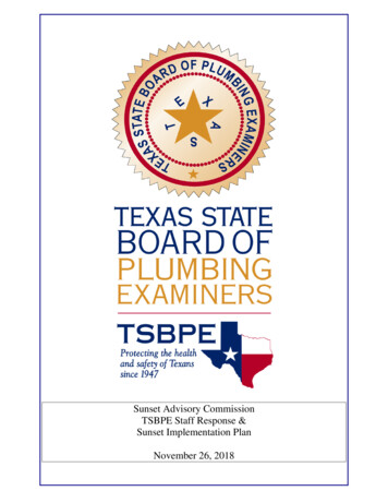 Sunset Advisory Commission TSBPE Staff Response & Sunset . - Texas