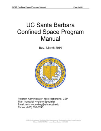 UC Santa Barbara Confined Space Program Manual