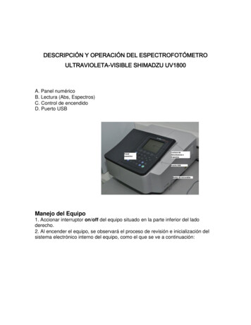 Descripción Y Operación Del Espectrofotómetro Ultravioleta-visible .