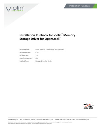Installation)Runbook)for)Violin )Memory)) Storage)Driver)for)OpenStack ))