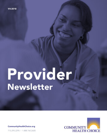 2018 Provider Newsletter Vol. 4 - Providers Of Community Health Choice