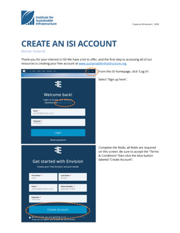 CREATE AN ISI ACCOUNT - Sustainable Infrastructure
